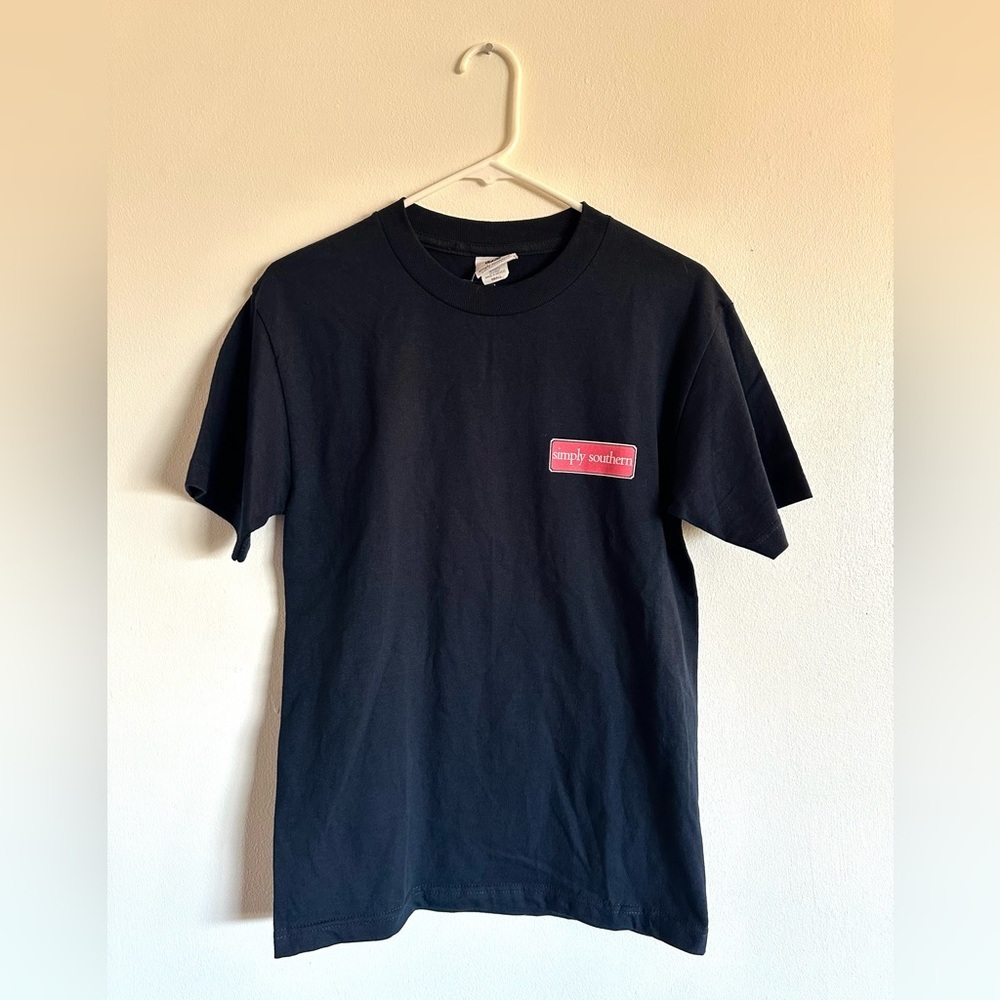 Simply Southern Short Sleeve Shirt Navy Blue Size Small